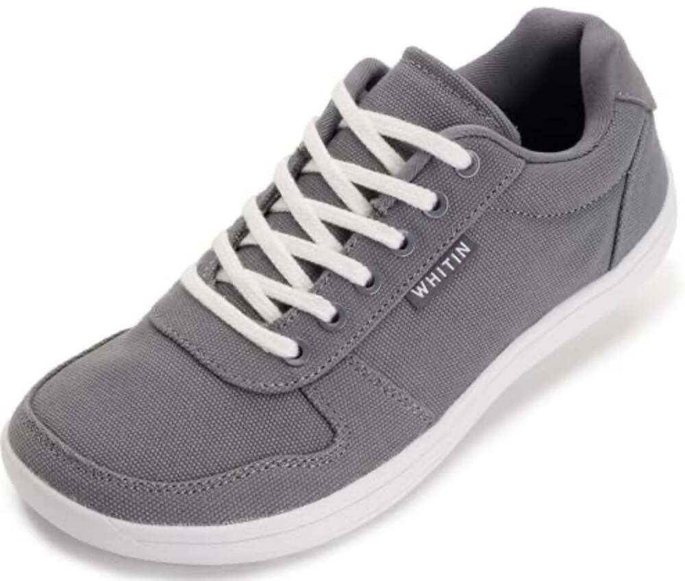 WHITIN Gray Barefoot Canvas Sneakers Size 43 Wide Toe Box Zero Drop Minimalist